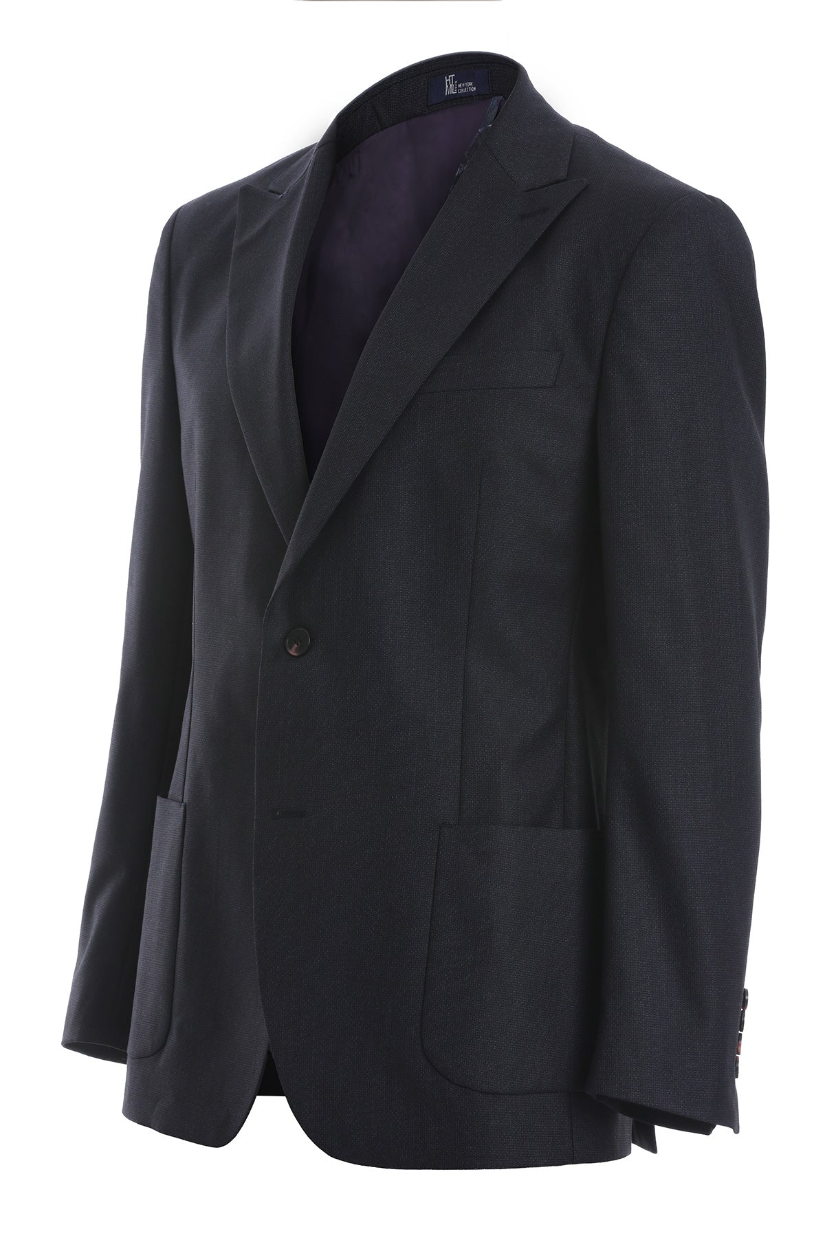 Comfort Fit Peak Lapel Dark Navy Casual Blazer - SAYKI