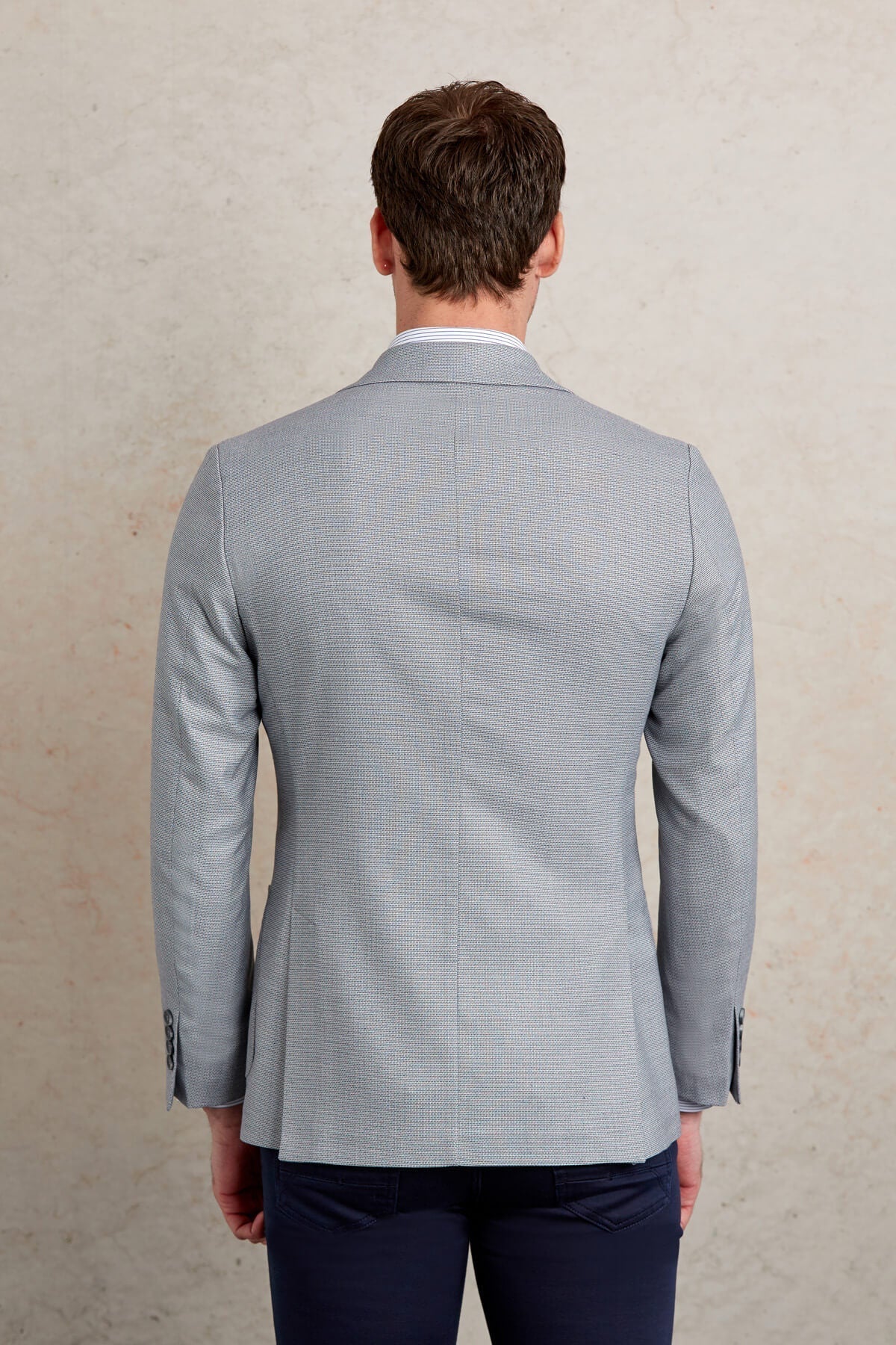 Comfort Fit Peak Lapel Light Gray Casual Blazer - SAYKI