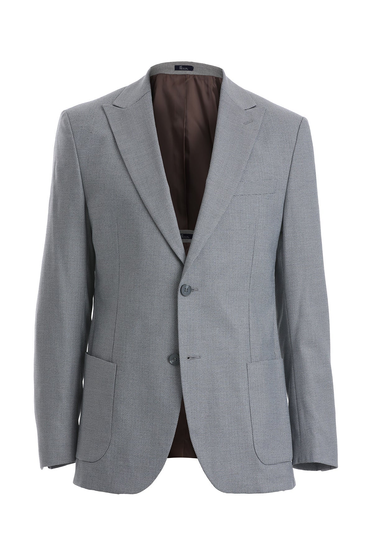 Comfort Fit Peak Lapel Light Gray Casual Blazer - SAYKI