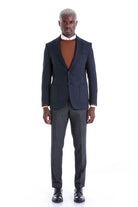 Comfort Fit Peak Lapel Navy Casual Blazer - SAYKI