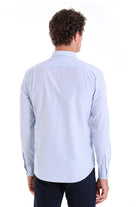 Comfort Fit Pin Check Cotton Blend Light Blue Casual Shirt