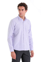 Comfort Fit Pin Check Cotton Blend Lilac Casual Shirt - MIB