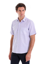 Comfort Fit Pin Check Cotton Blend Lilac Dress Shirt - MIB