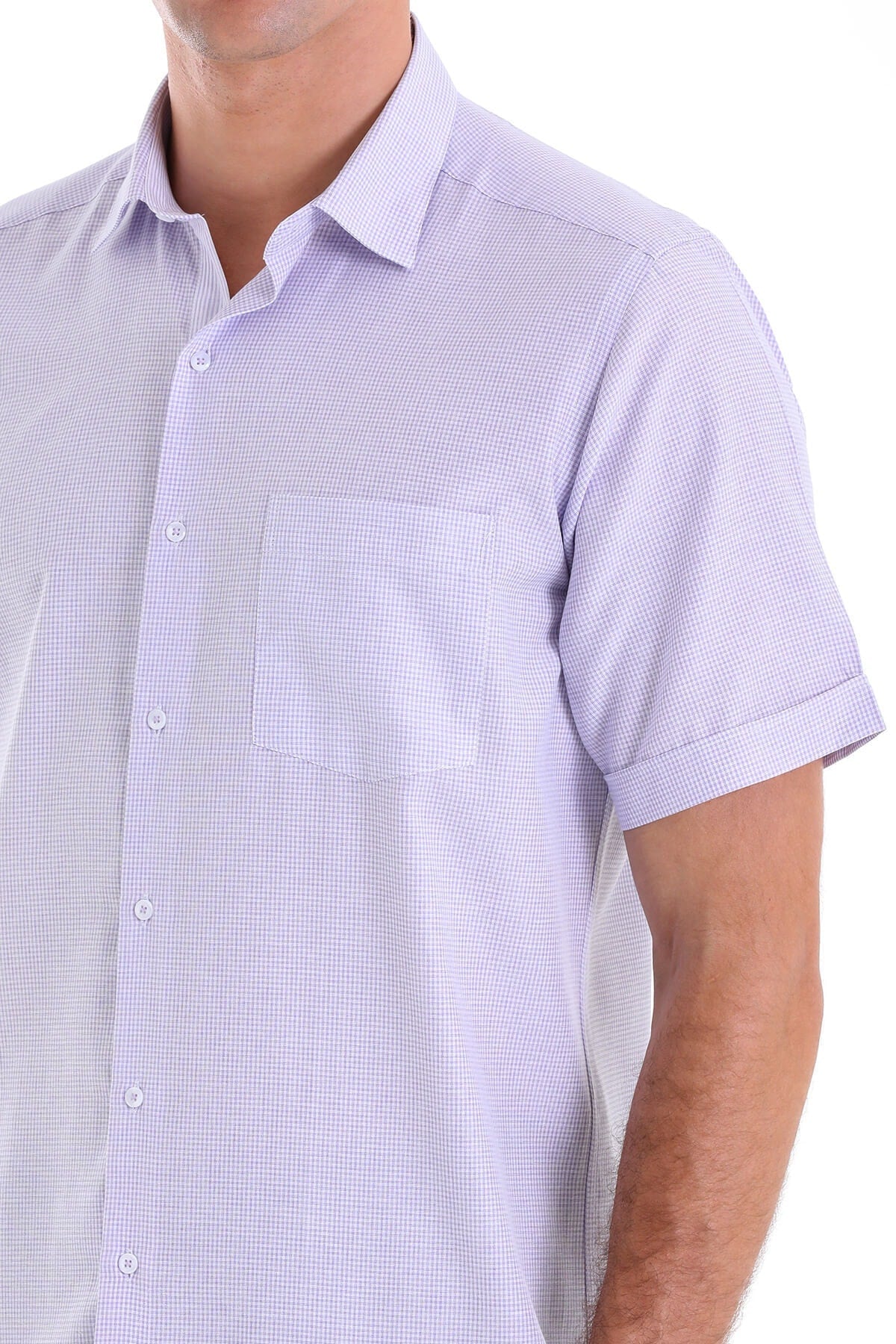 Comfort Fit Pin Check Cotton Blend Lilac Dress Shirt - MIB