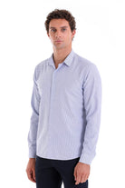 Comfort Fit Pin Check Cotton Blend Navy Casual Shirt - MIB