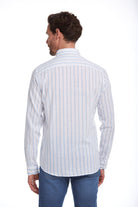 Comfort Fit Pinstripe Cotton Light Blue Casual Shirt - MIB