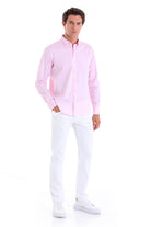 Comfort Fit Plain 100% Cotton Pink Casual Shirt - MIB