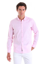 Comfort Fit Plain 100% Cotton Pink Casual Shirt - MIB