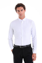 Comfort Fit Plain Cotton Blend White Casual Shirt - MIB