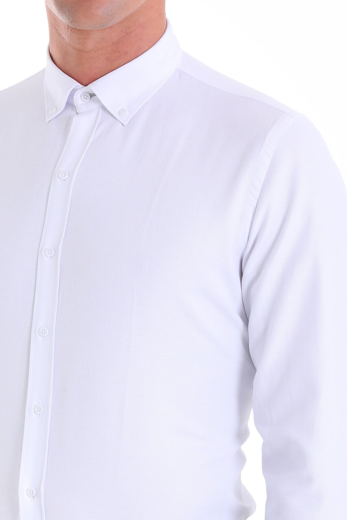 Comfort Fit Plain Cotton Blend White Casual Shirt - MIB