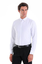 Comfort Fit Plain Cotton Blend White Casual Shirt - MIB