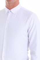 Comfort Fit Plain Cotton Blend White Casual Shirt - MIB