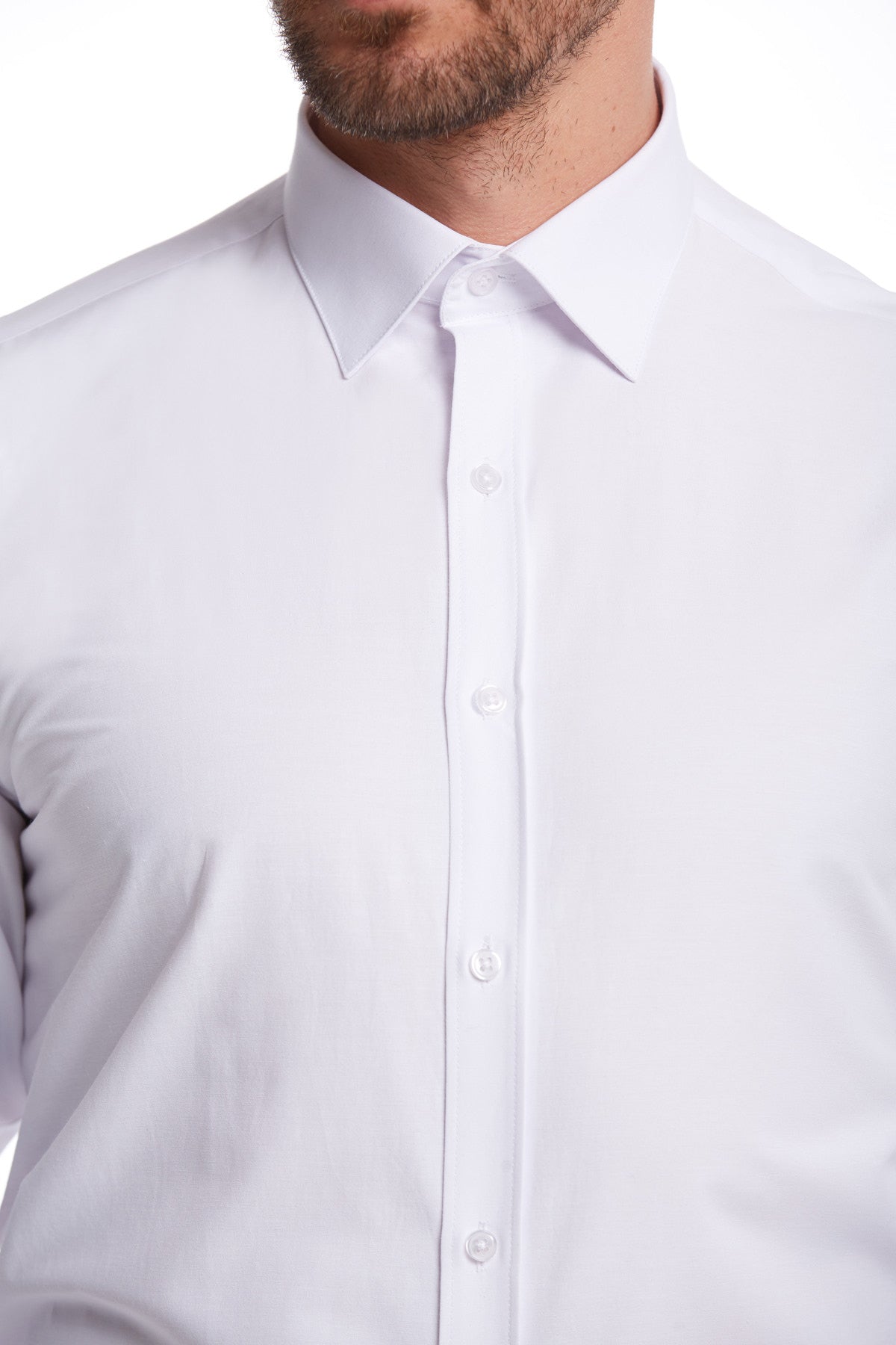 Comfort Fit Plain Cotton Blend White Dress Shirt - MIB