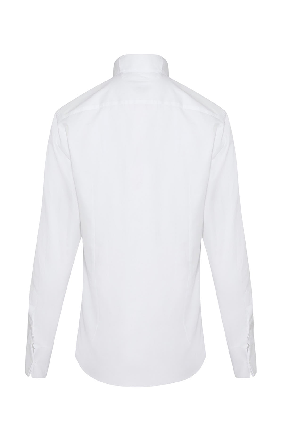 Comfort Fit Plain Wing Tip French Cuff White Tuxedo Shirt