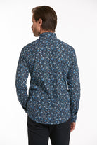 Comfort Fit Printed Cotton Navy Casual Shirt - MIB