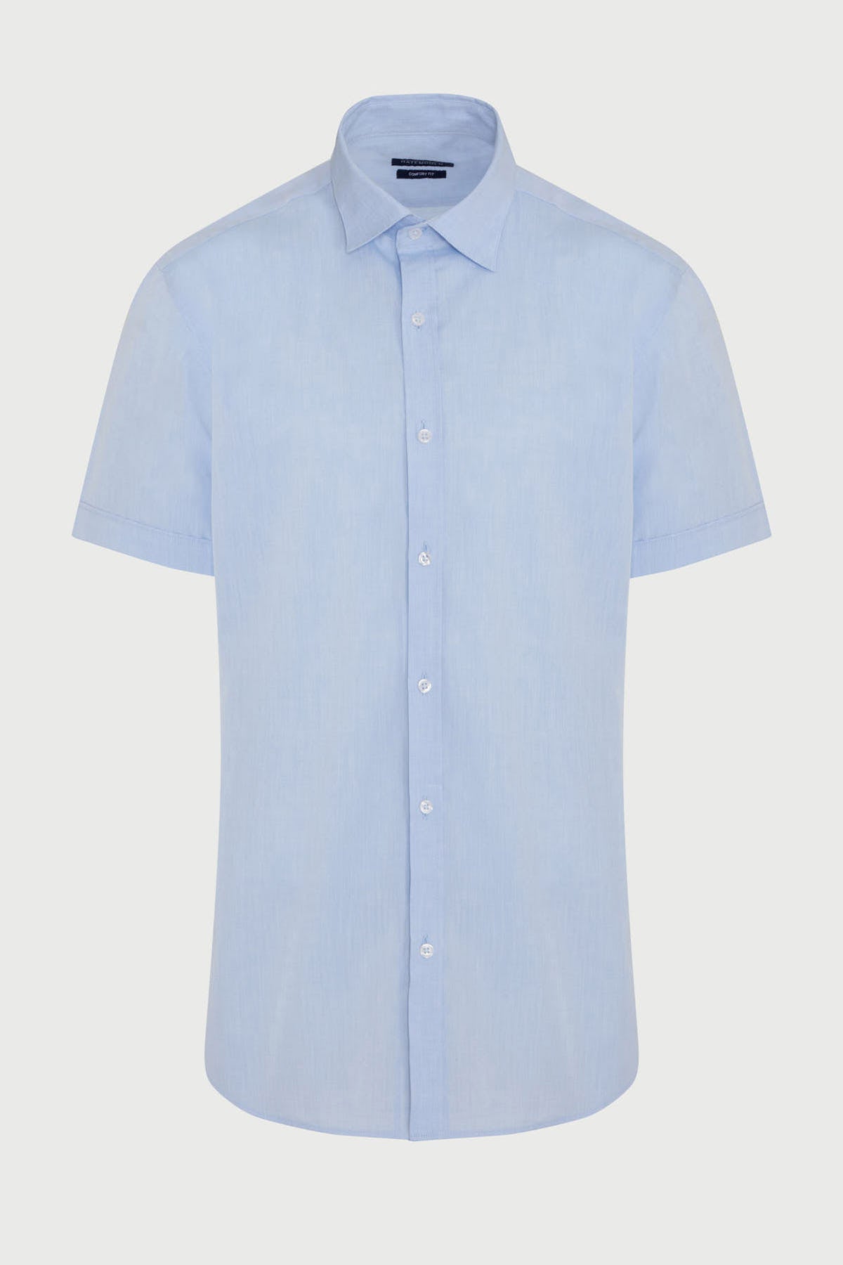 Comfort Fit Short Sleeve Cotton Light Blue Dress Shirt - MIB