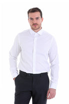 Comfort Fit Spread Collar 100% Cotton White Dress Shirt