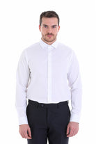 Comfort Fit Spread Collar 100% Cotton White Dress Shirt