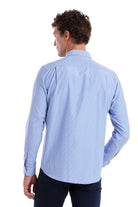 Comfort Fit Striped Cotton Blend Blue Dress Shirt - MIB