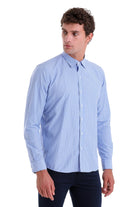 Comfort Fit Striped Cotton Blend Blue Dress Shirt - MIB