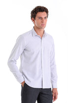 Comfort Fit Striped Cotton Blend Gray Casual Shirt - MIB