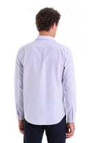 Comfort Fit Striped Cotton Blend Lilac Casual Shirt - MIB