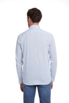 Comfort Fit Striped Cotton Light Blue Casual Shirt - MIB