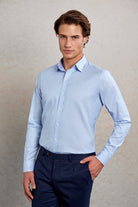 Comfort Fit Striped Long Sleeve Cotton Blue Casual Shirt