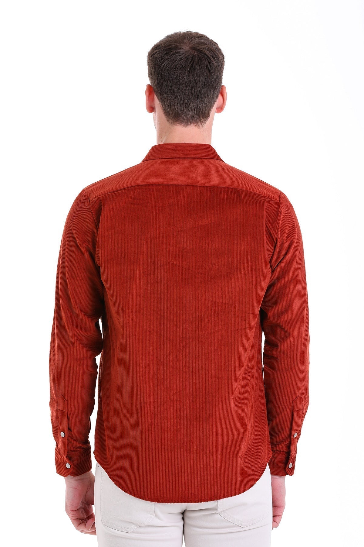 Comfort Fit Velvet Long Sleeve Cotton Brick Casual Shirt