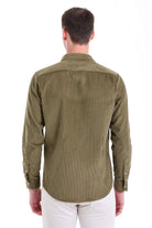 Comfort Fit Velvet Long Sleeve Cotton Khaki Casual Shirt