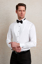 Comfort Fit Wing Tip French Cuff Cotton White Tuxedo Shirt