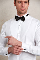 Comfort Fit Wing Tip French Cuff Cotton White Tuxedo Shirt