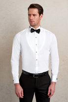 Comfort Fit Wing Tip French Cuff Cotton White Tuxedo Shirt