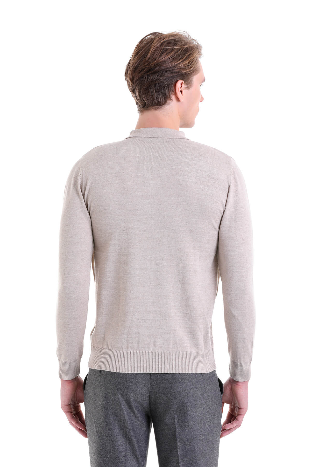 Comfort Fit Wool Blend Beige Polo Sweater - MIB