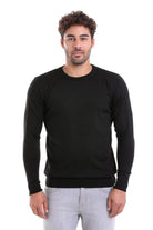 Comfort Fit Wool Blend Black Crewneck Sweater - MIB