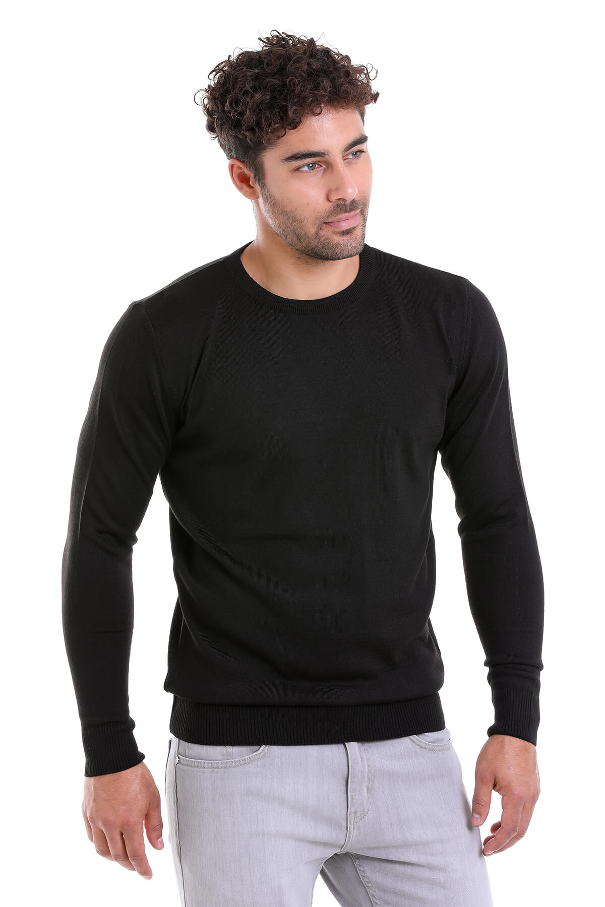 Comfort Fit Wool Blend Black Crewneck Sweater - MIB