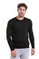 Comfort Fit Wool Blend Black Crewneck Sweater - MIB