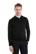 Comfort Fit Wool Blend Black Polo Sweater - MIB