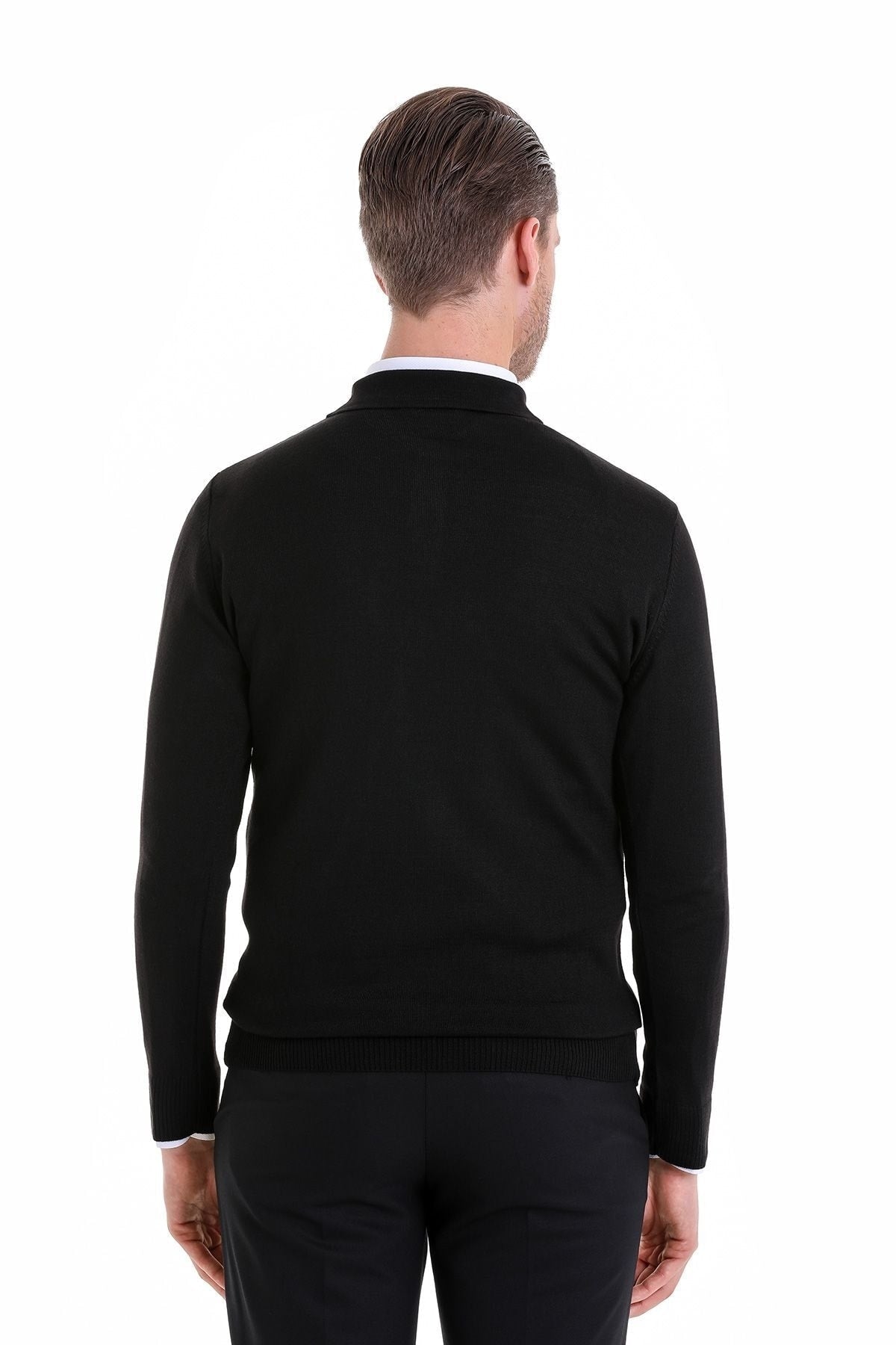 Comfort Fit Wool Blend Black Polo Sweater - MIB