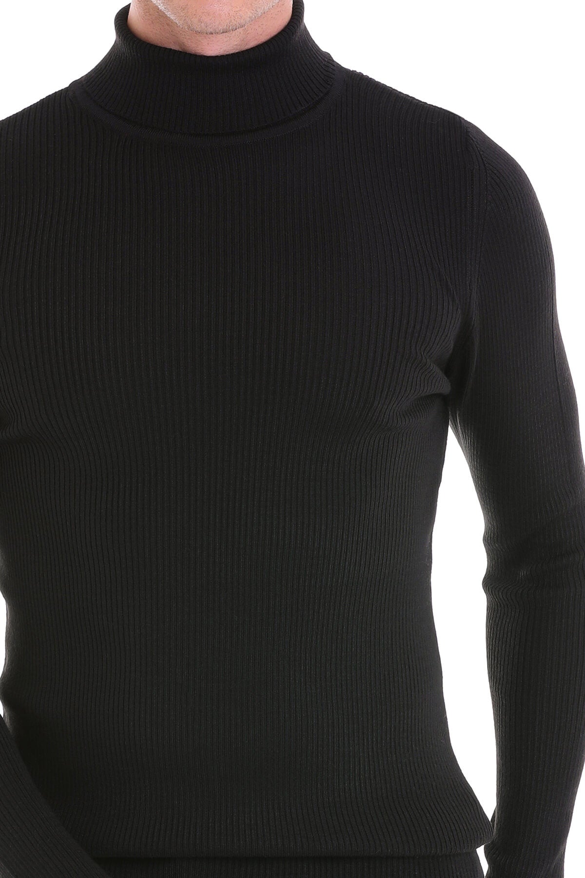 Comfort Fit Wool Blend Black Turtleneck Sweater - MIB