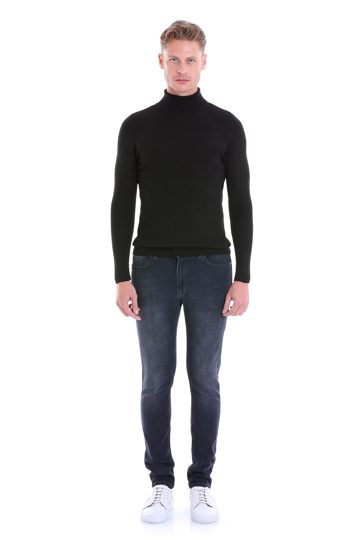 Comfort Fit Wool Blend Black Turtleneck Sweater - MIB