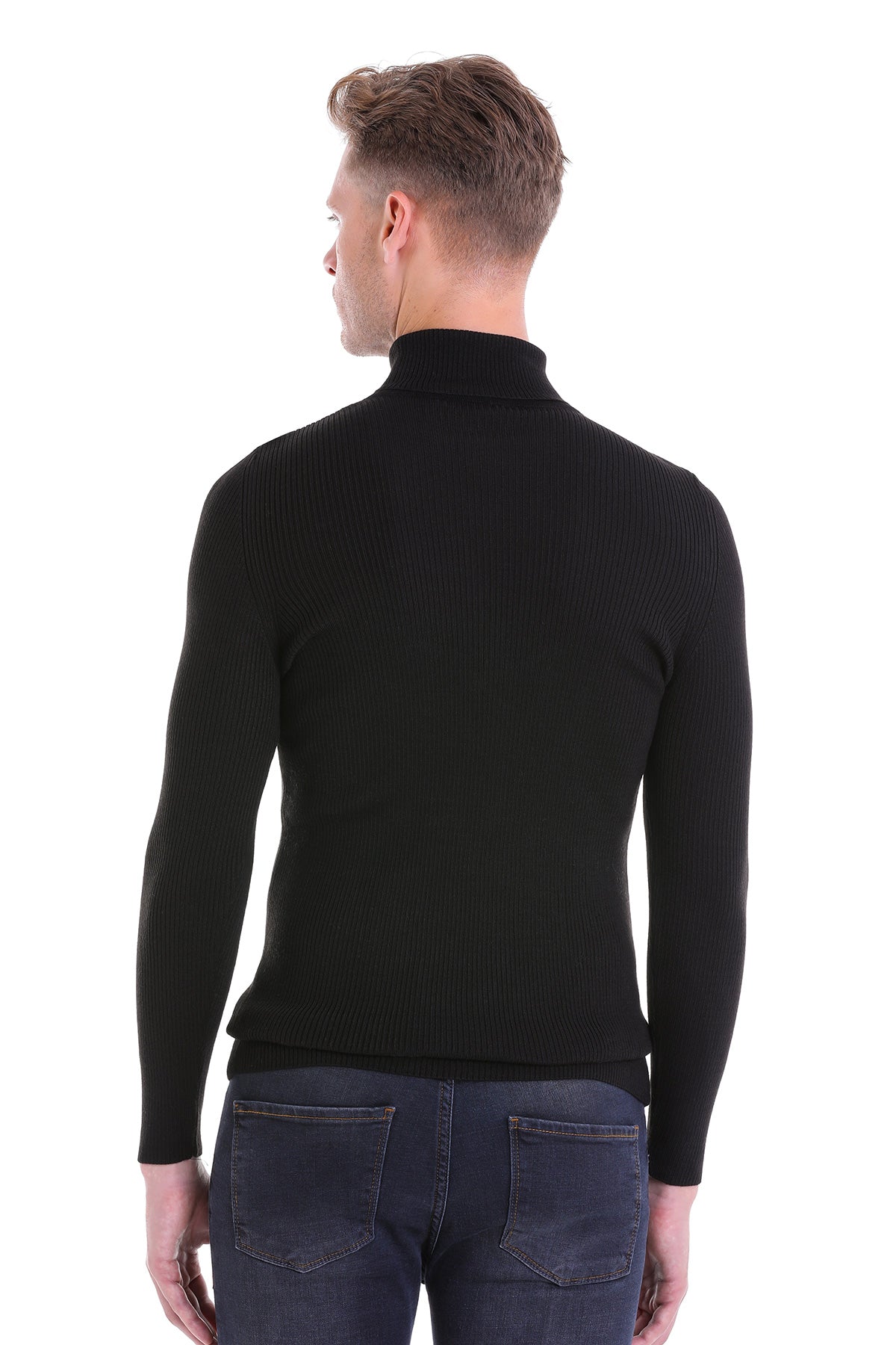 Comfort Fit Wool Blend Black Turtleneck Sweater - MIB