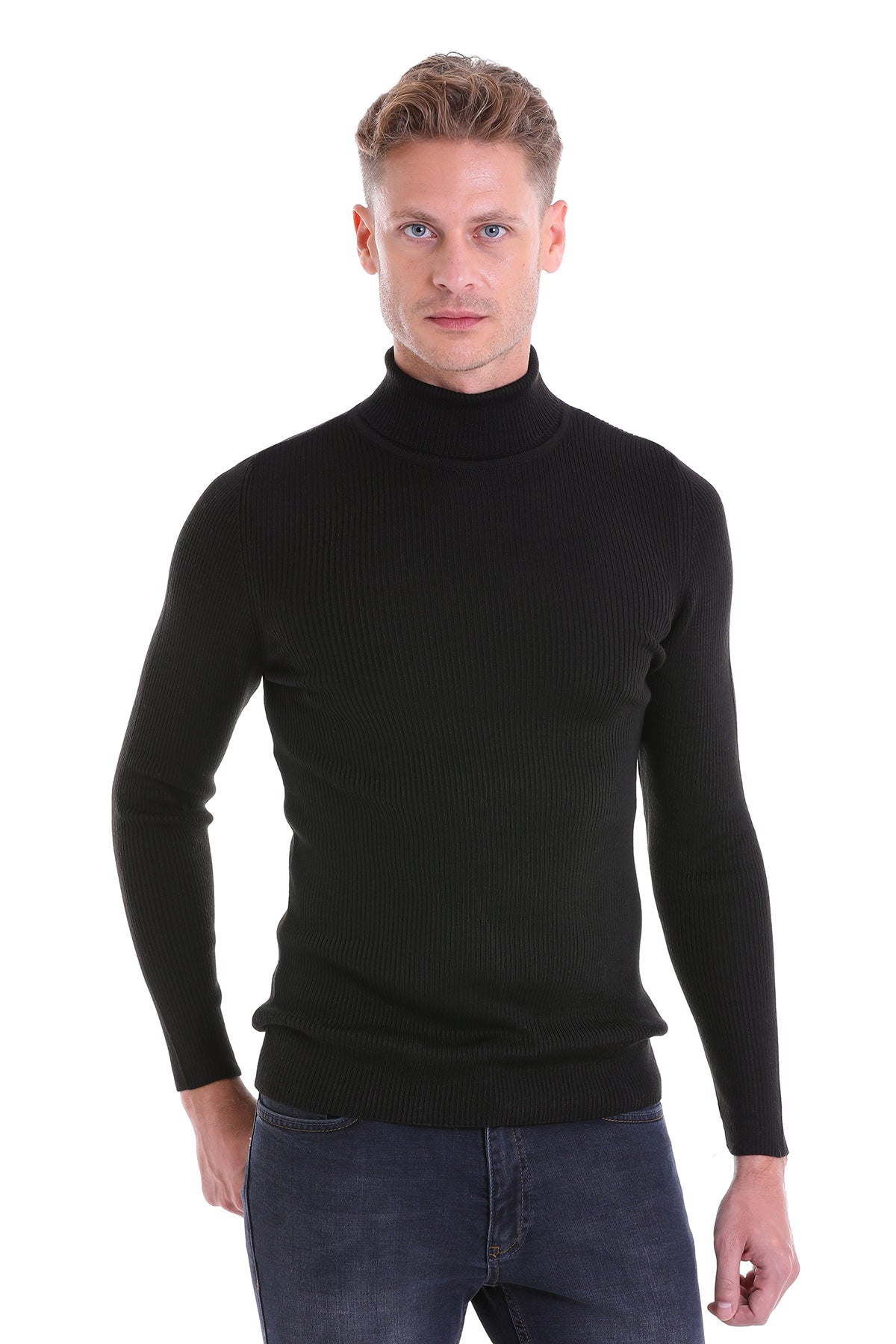 Comfort Fit Wool Blend Black Turtleneck Sweater - MIB