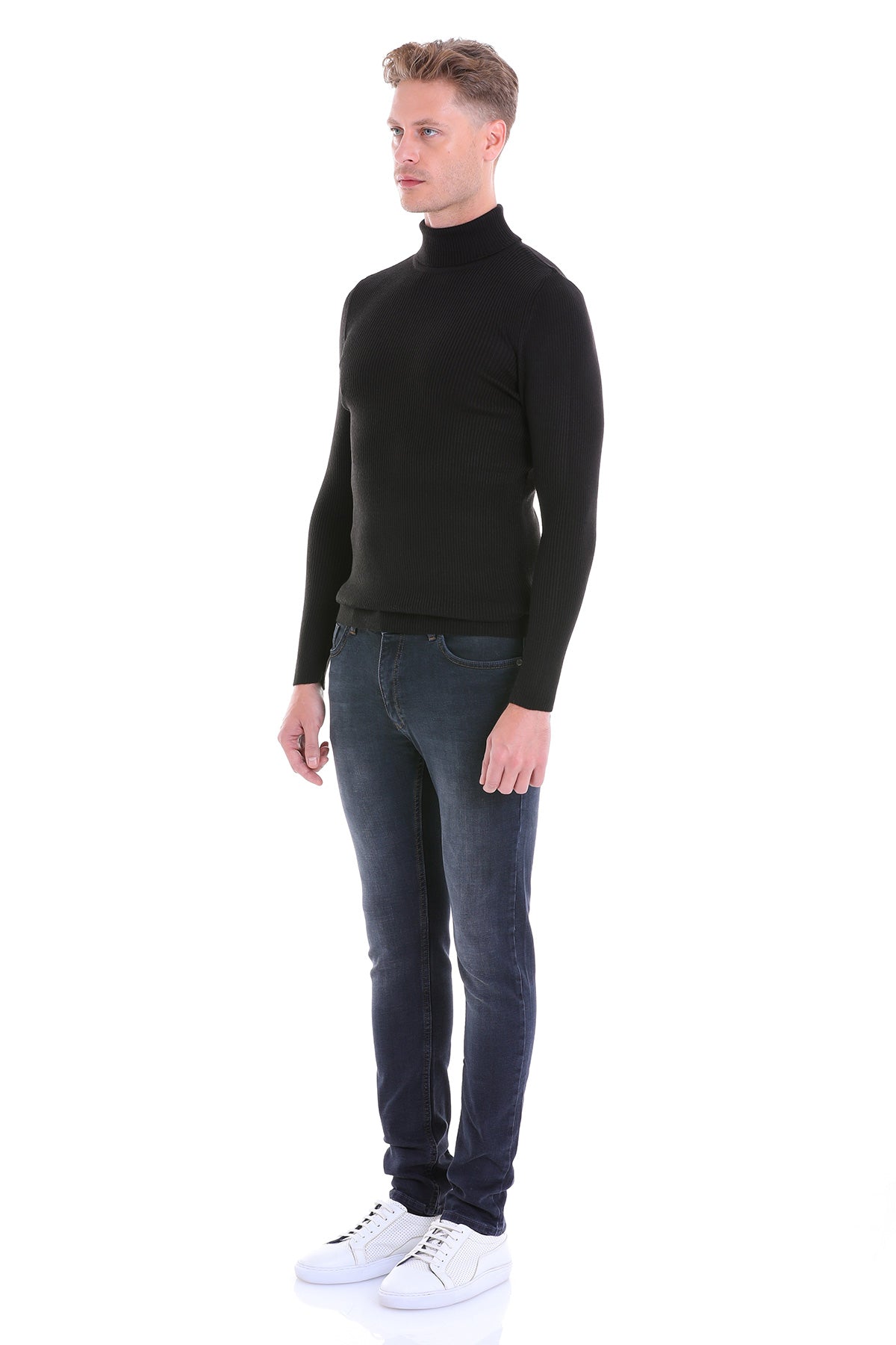 Comfort Fit Wool Blend Black Turtleneck Sweater - MIB