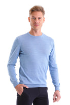 Comfort Fit Wool Blend Blue Crewneck Sweater - MIB