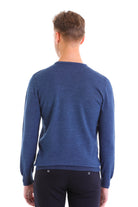 Comfort Fit Wool Blend Blue Crewneck Sweater - MIB