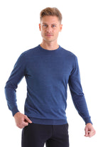 Comfort Fit Wool Blend Blue Crewneck Sweater - MIB