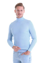 Comfort Fit Wool Blend Blue Turtleneck Sweater - MIB