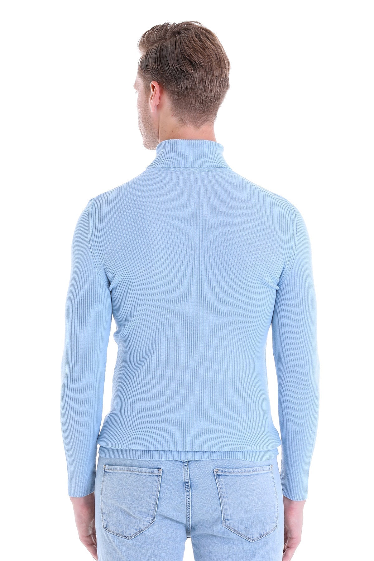 Comfort Fit Wool Blend Blue Turtleneck Sweater - MIB