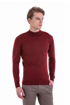 Comfort Fit Wool Blend Brick Mock Neck Sweater - MIB